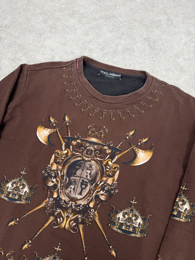AW2014 Dolce & Gabbana Brown Knight Axe Sweater - Image 5