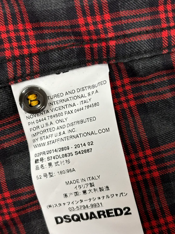 AW2014 Dsquared2 Charcoal Red Checkered Plaid Shirt - Image 10