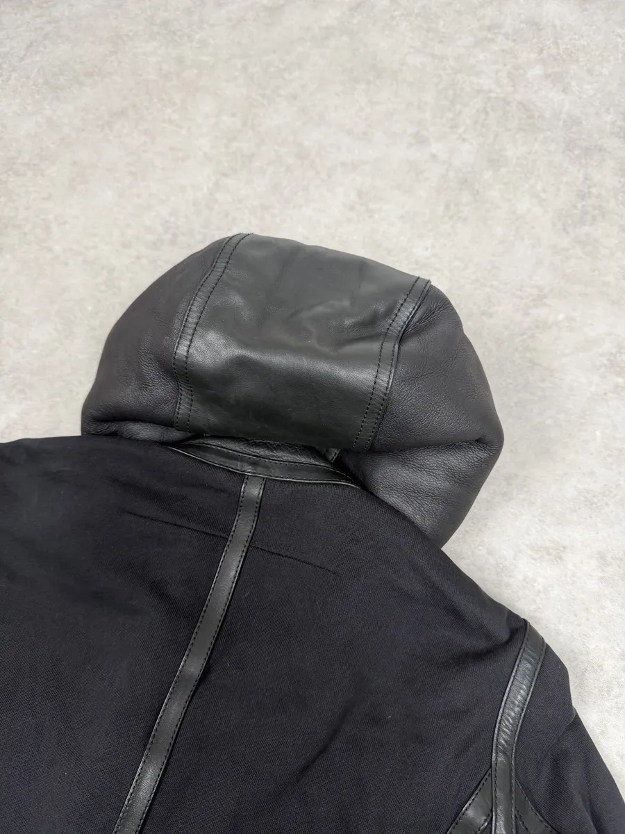 AW2014 Givenchy Black Leather Shearling Hooded Jacket by Riccardo Tisci - Image 7