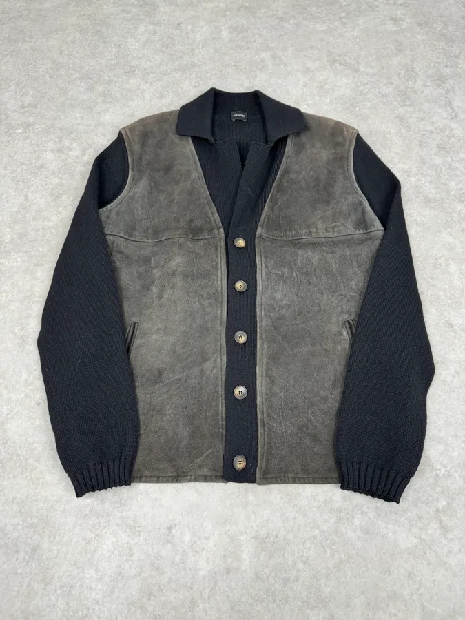 AW2014 Jil Sander Black Wool & Grey Leather Jacket - Image 4