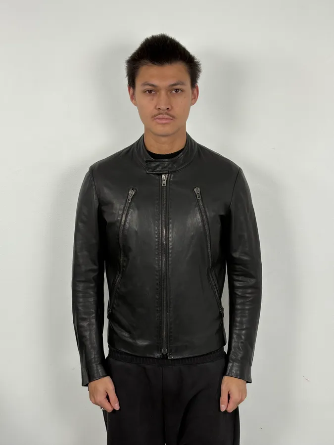 AW2014 Maison Margiela 5-Zip Biker Black Leather Jacket - Image 2