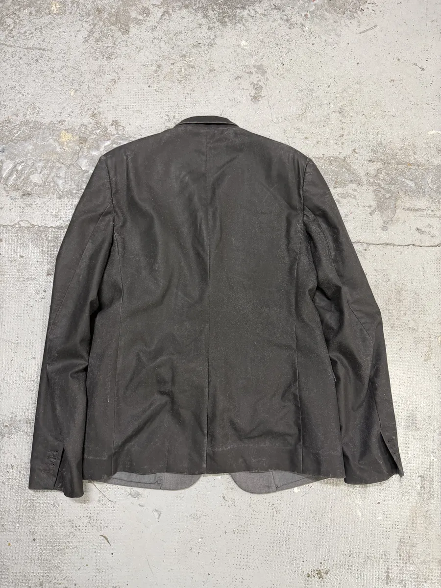 AW2014 Maison Margiela Black Waxed Wool Obscure Blazer Jacket - Image 2