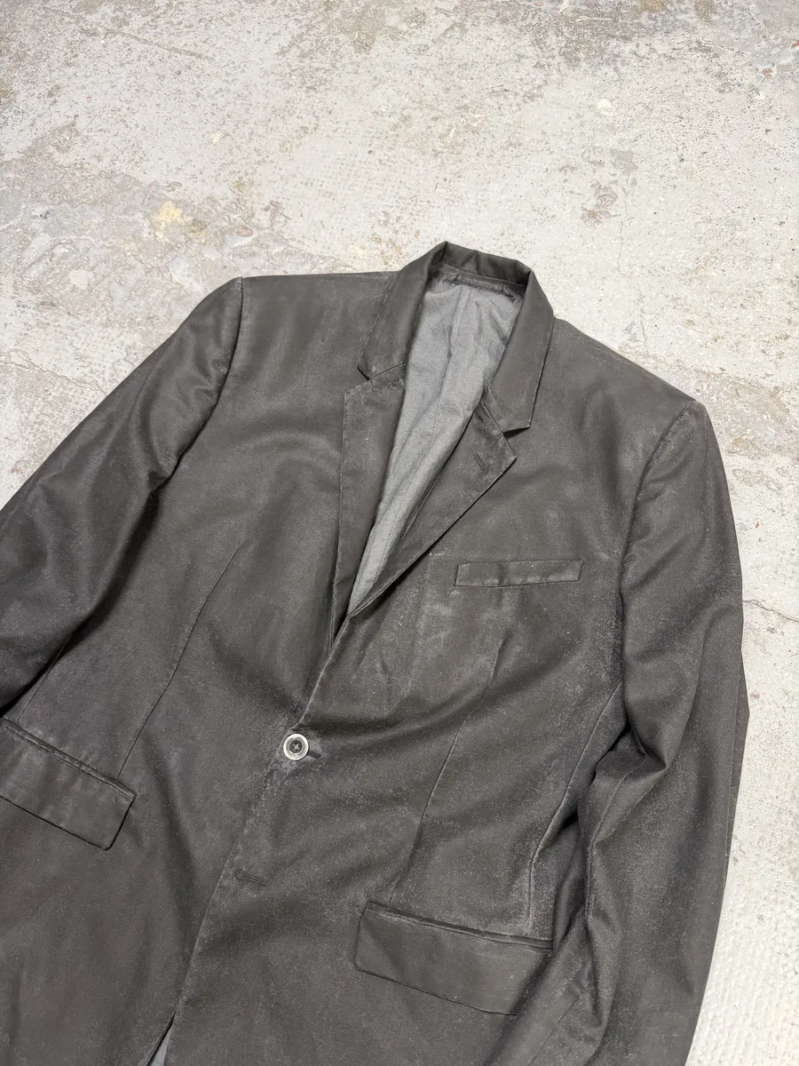 AW2014 Maison Margiela Black Waxed Wool Obscure Blazer Jacket - Image 5