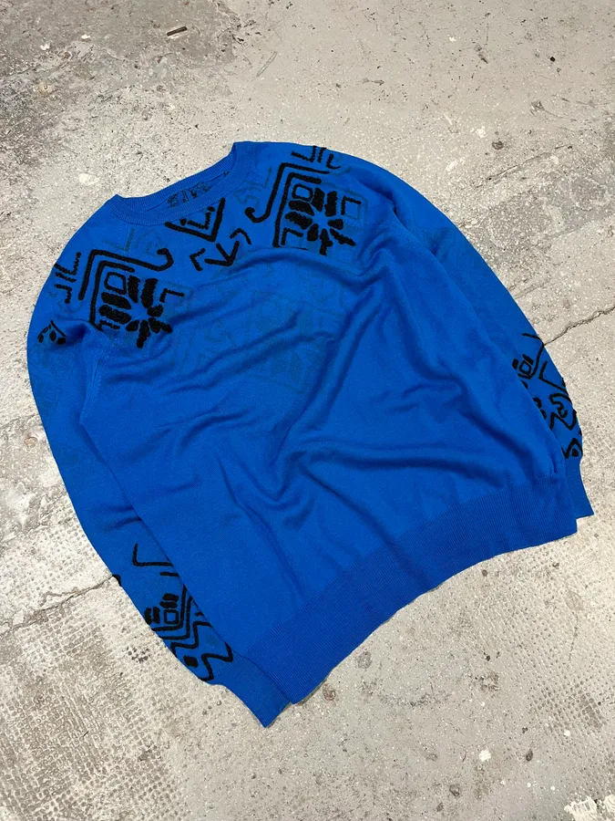 AW2014 Maison Margiela Blue & Black Mozaic Contemporary Sweater - Image 4