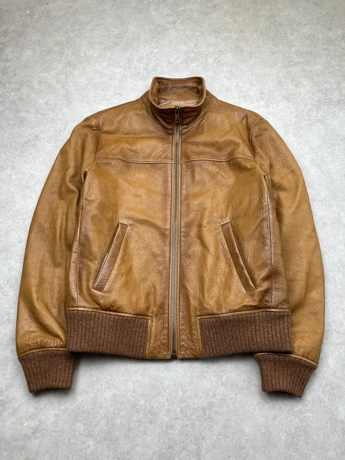 AW2014 Prada Camel Premium Leather Jacket