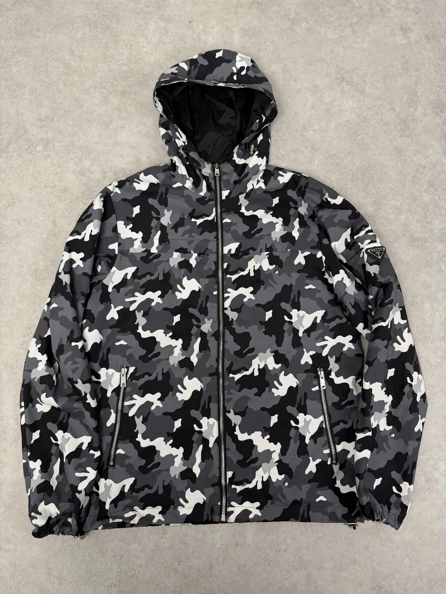 AW2014 Prada Camo Black & White Windbreaker Jacket