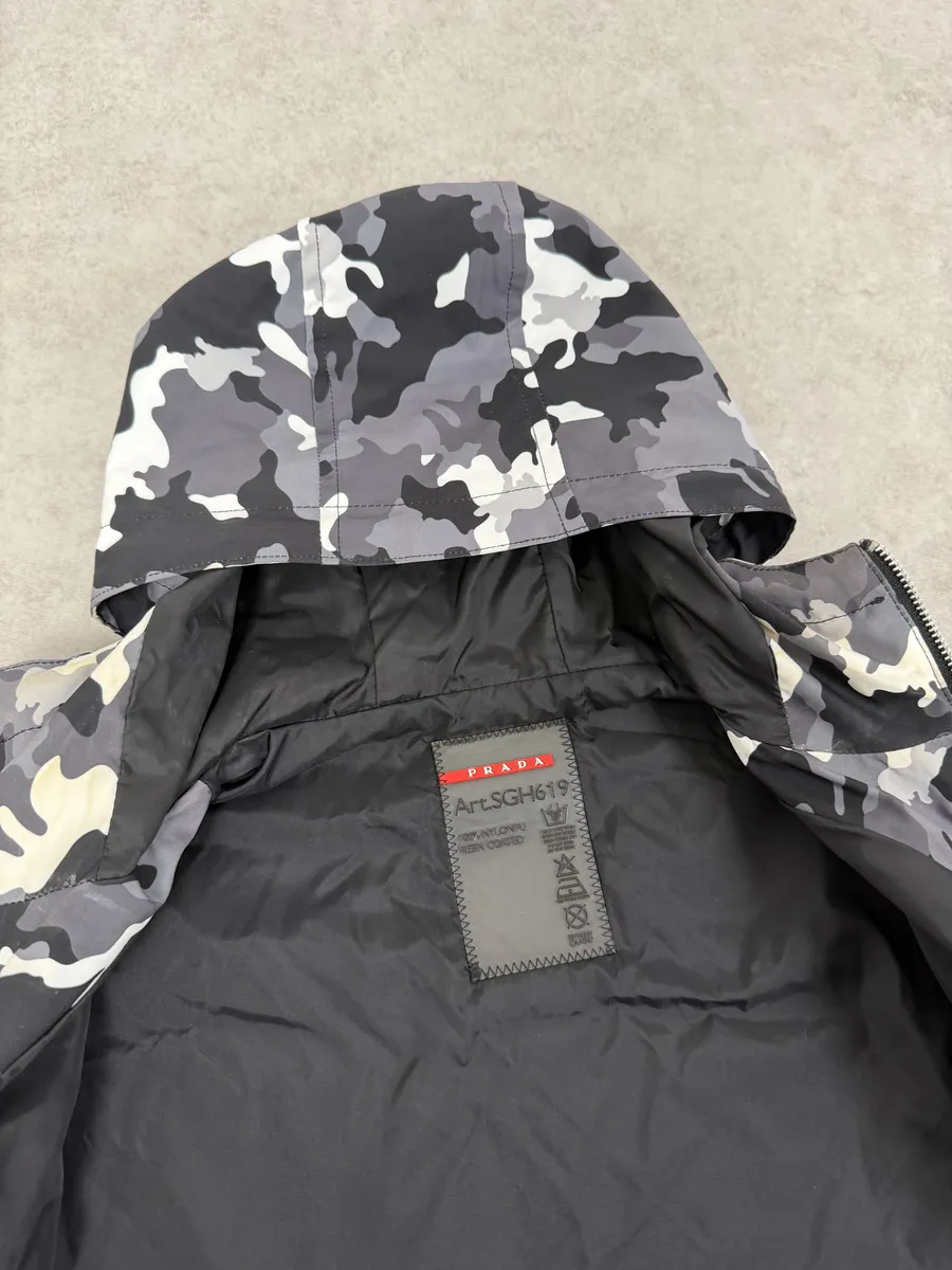 AW2014 Prada Camo Black & White Windbreaker Jacket - Image 16