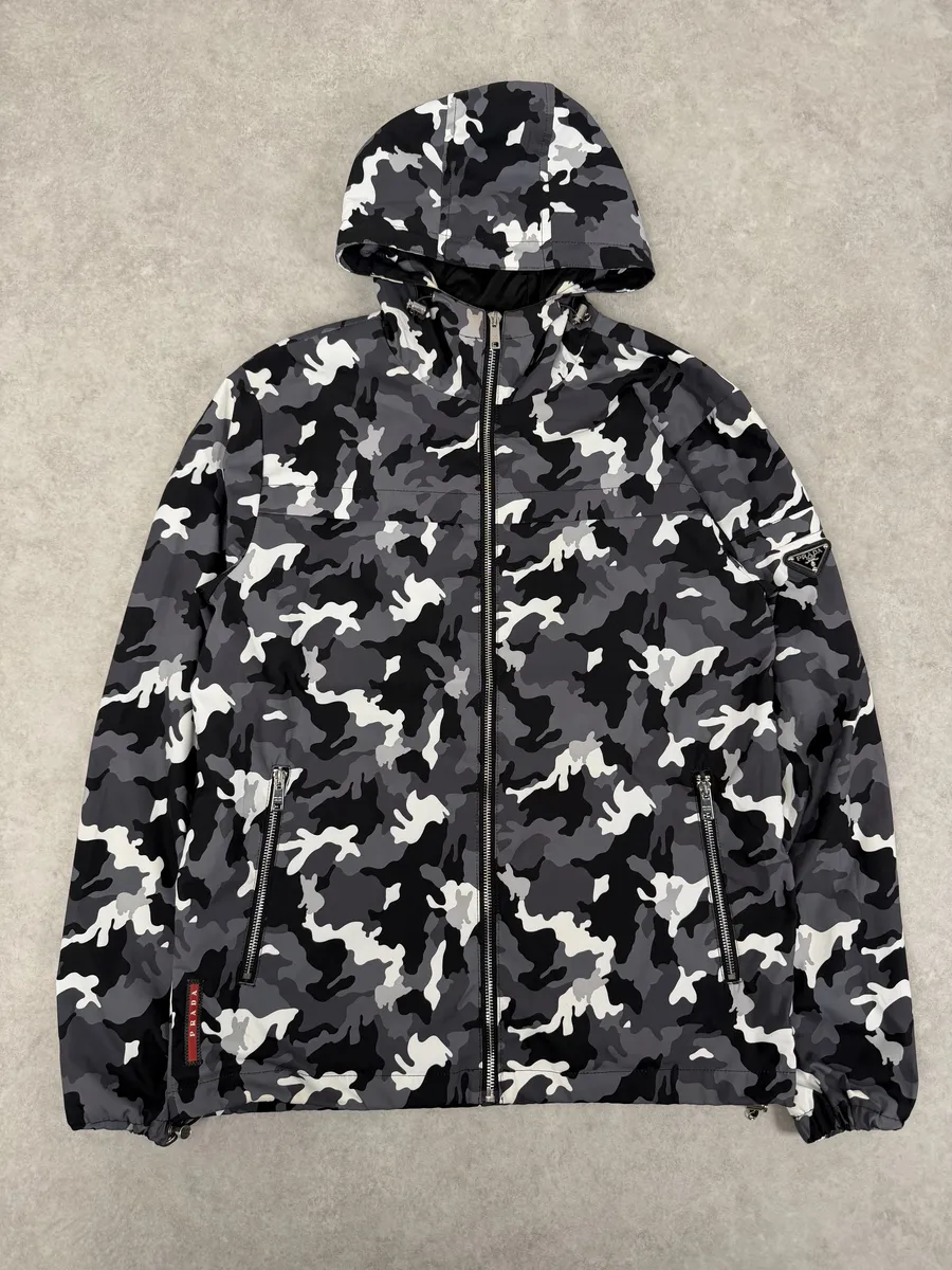 AW2014 Prada Camo Black & White Windbreaker Jacket - Image 4
