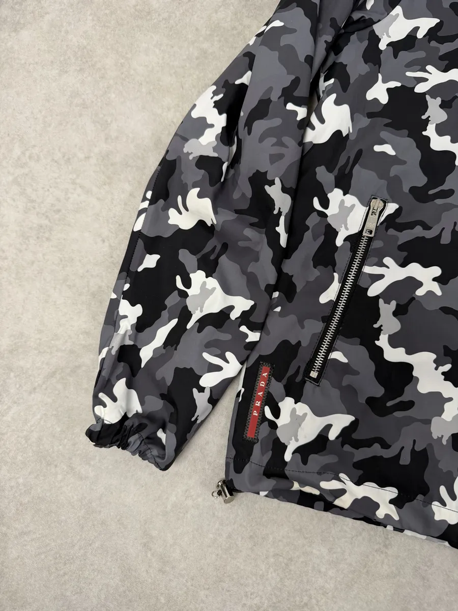 AW2014 Prada Camo Black & White Windbreaker Jacket - Image 9