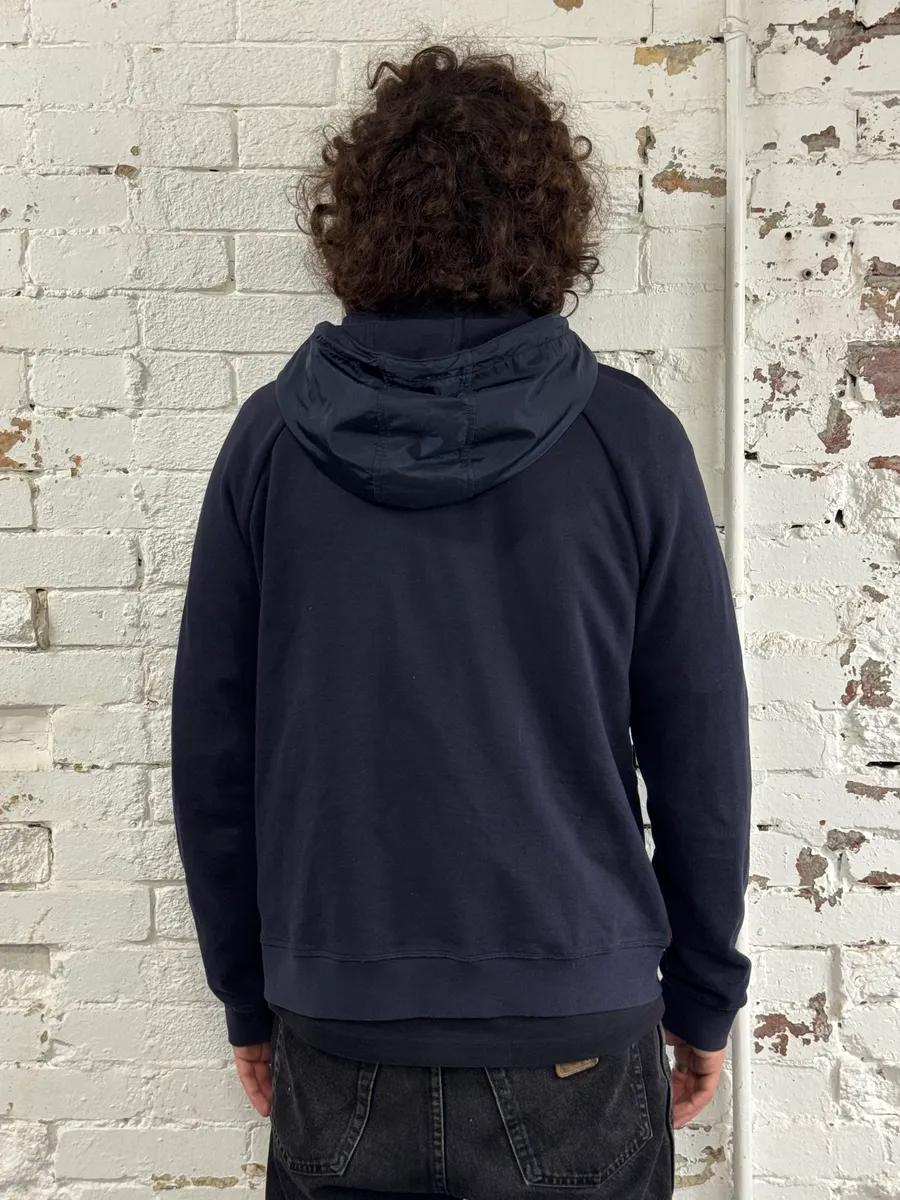 AW2014 Prada Navy Minimalist Hybrid Nylon Zip-up Hoodie - Image 3