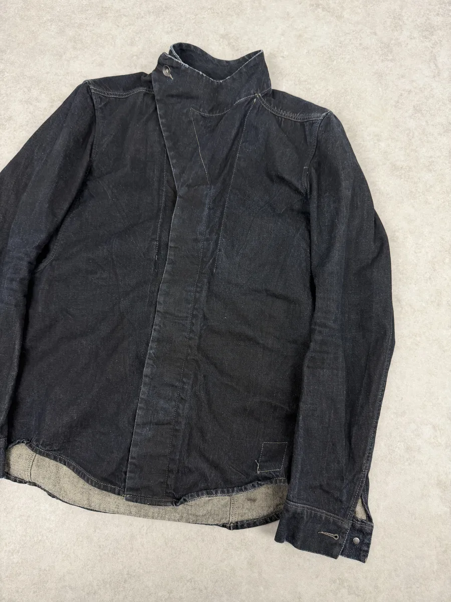 AW2014 Rick Owens Navy Brut Slave Asymmetrical Denim Jacket - Image 4