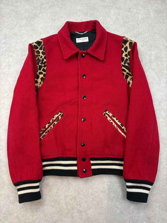 AW2014 Saint Laurent Cheetah Red Pony Hair Teddy Jacket by Hedi Slimane