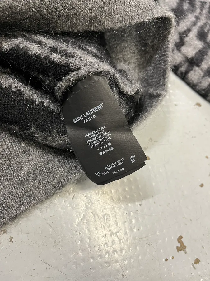 AW2014 Saint Laurent Tiger Stripes Grey Mohair Sweater - Image 9