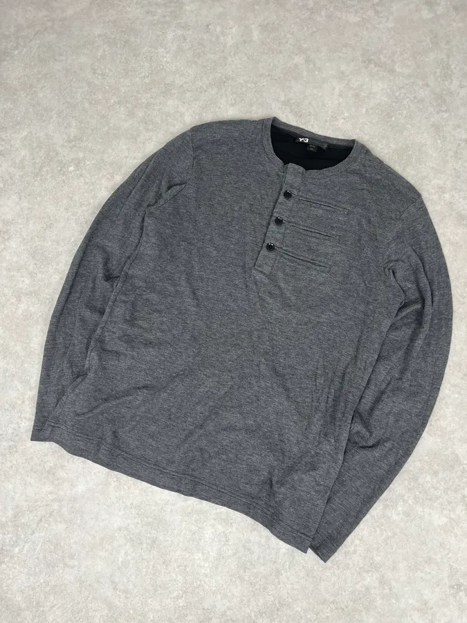 AW2014 Yohji Yamamoto Grey Henley Longsleeve - Image 4