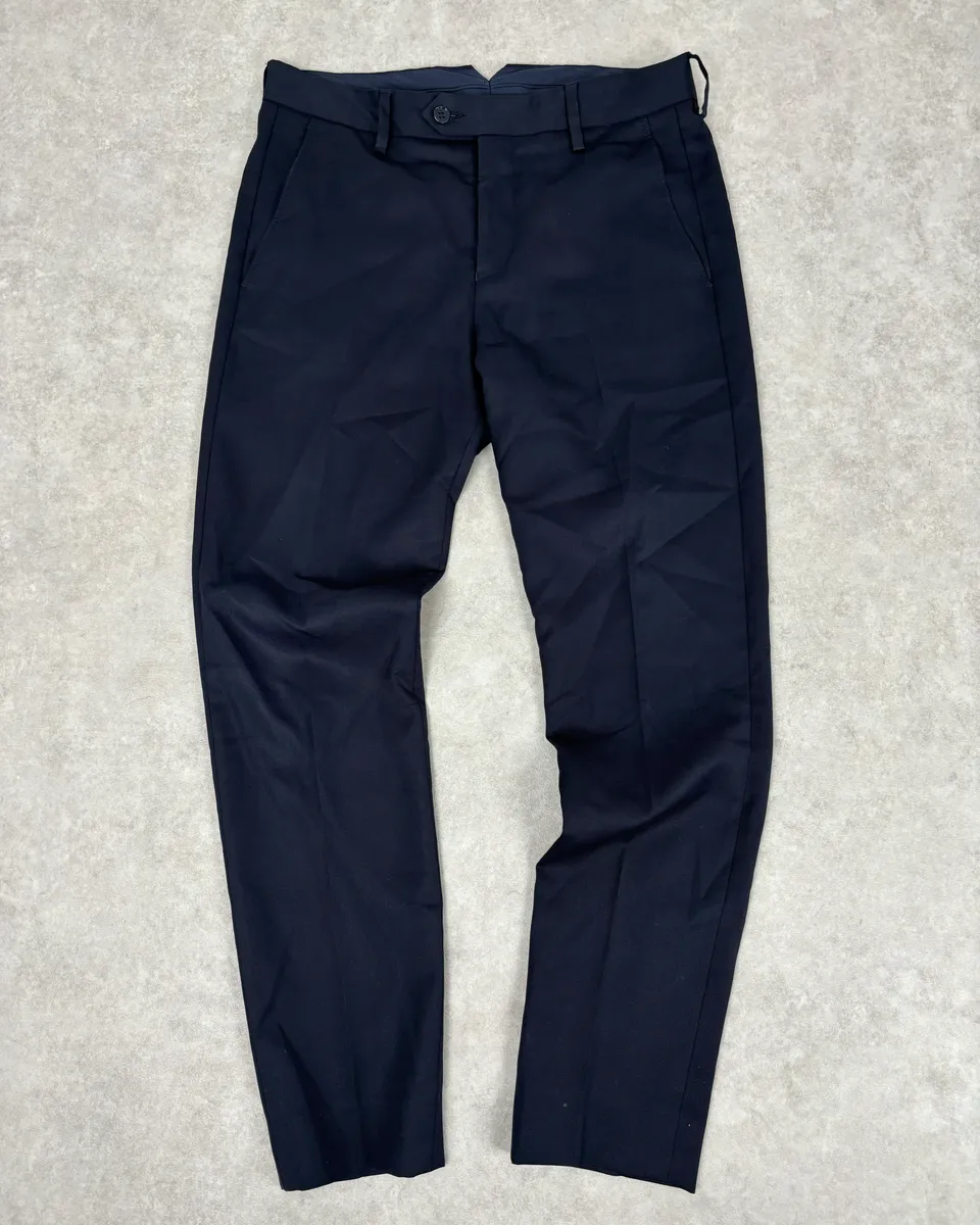 AW2015 Acne Studios Navy Slim Wool Drifter Trousers