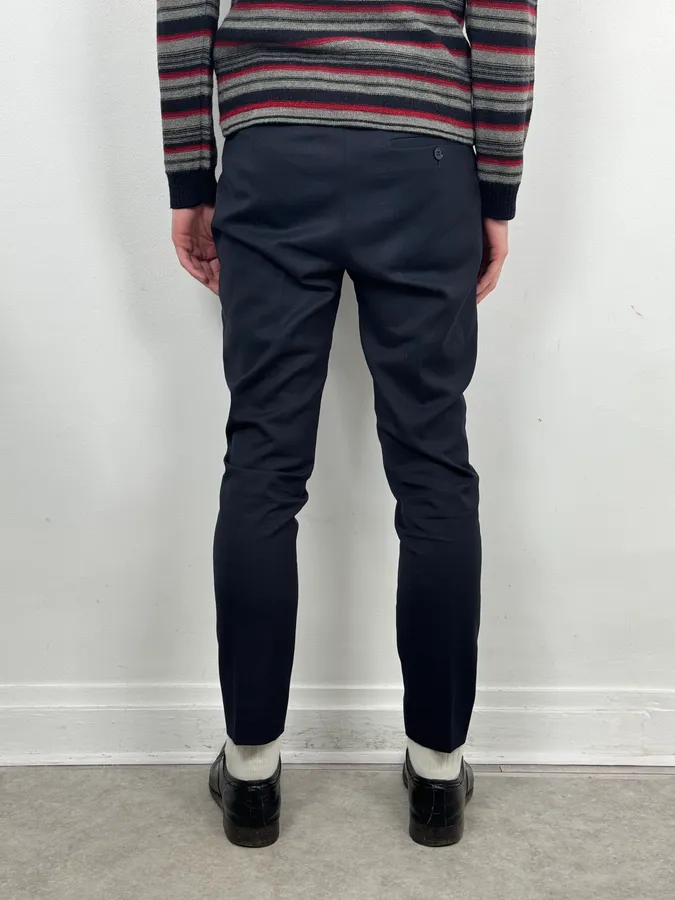 AW2015 Acne Studios Navy Slim Wool Drifter Trousers - Image 4