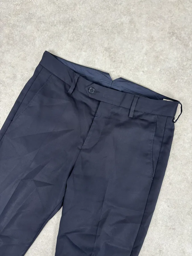 AW2015 Acne Studios Navy Slim Wool Drifter Trousers - Image 5