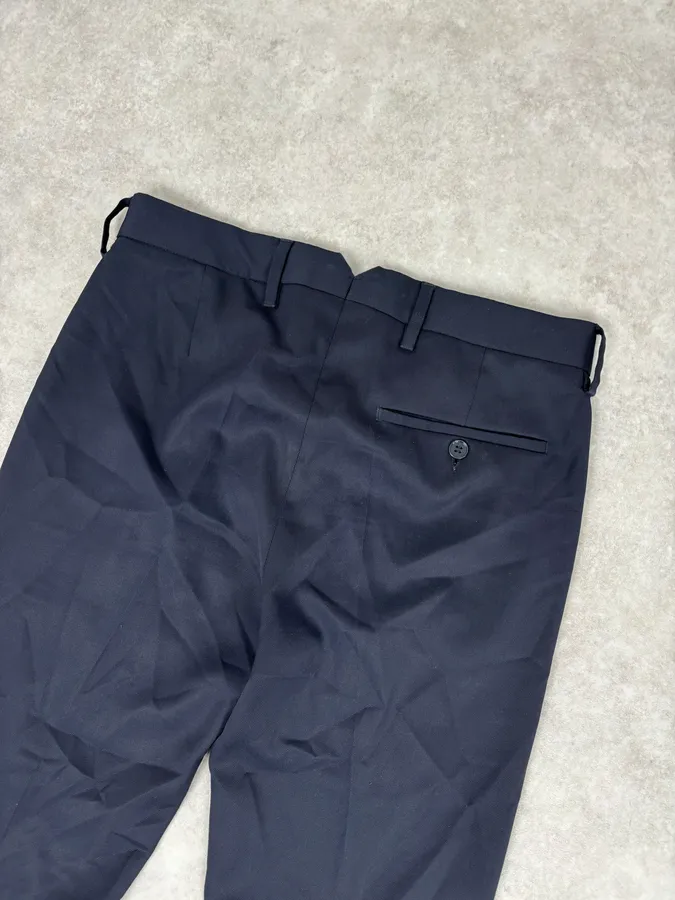 AW2015 Acne Studios Navy Slim Wool Drifter Trousers - Image 7