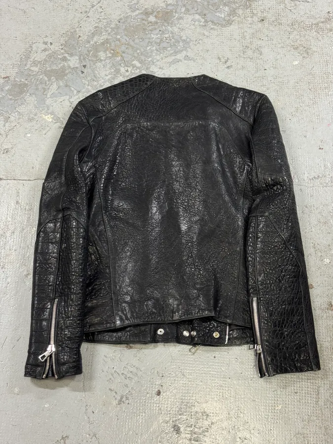 AW2015 Balmain H&M Black Grain Leather Biker Jacket - Image 5