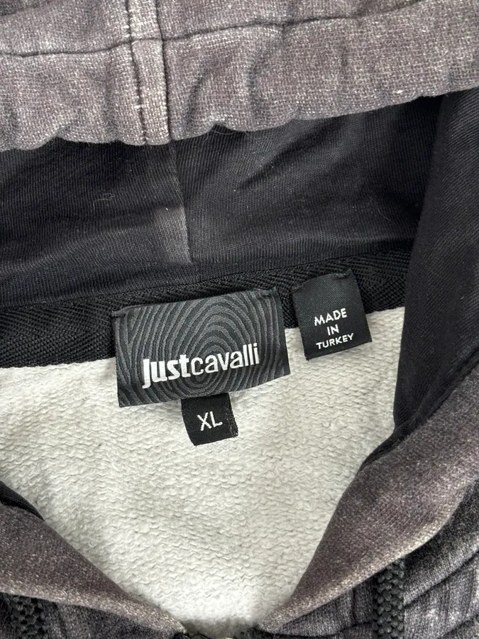 AW2015 Cavalli Grey Obscure Crocodile Effect Zip-up Hoodie - Image 9