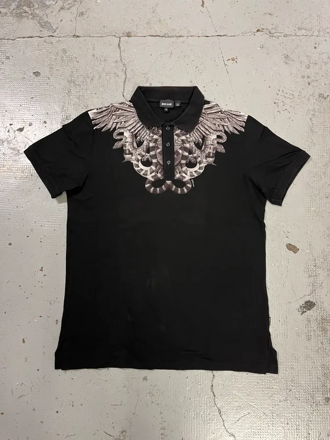 AW2015 Cavalli Knife Wings Black Polo Shirt - Image 3