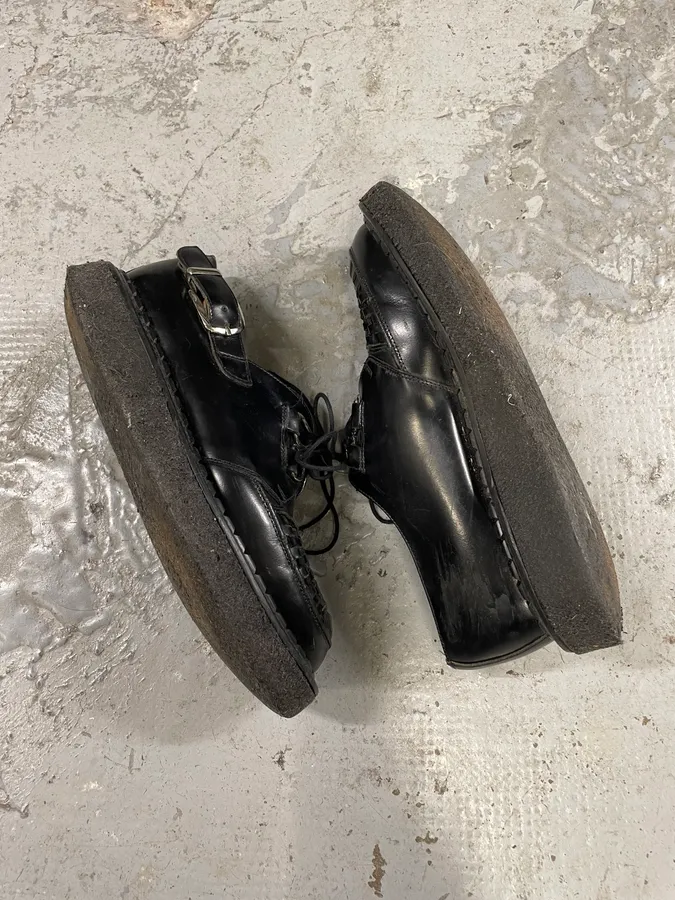 AW2015 Comme des Garçons Homme x George Cox Black Leather Buckles Loafers - Image 6