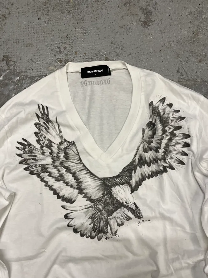AW2015 Dsquared2 Eagle V-Neck White Longsleeves - Image 5