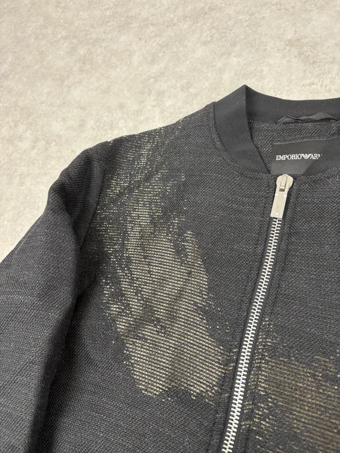 AW2015 Emporio Armani Black Wool Aura Bomber Jacket - Image 6
