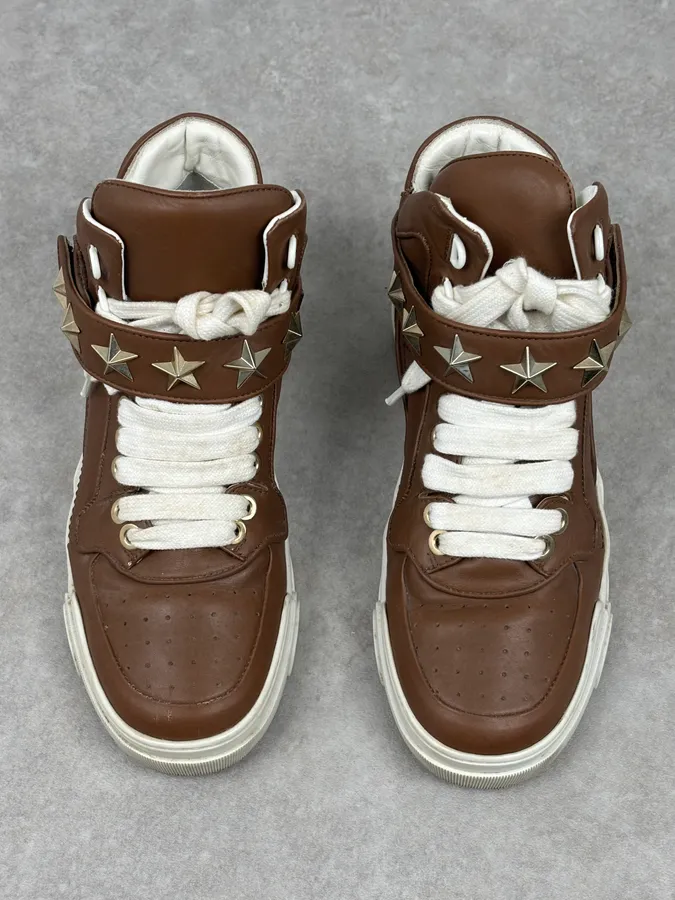AW2015 Givenchy Tyson Brown Leather Star High Sneakers by Riccardo Tisci - Image 2