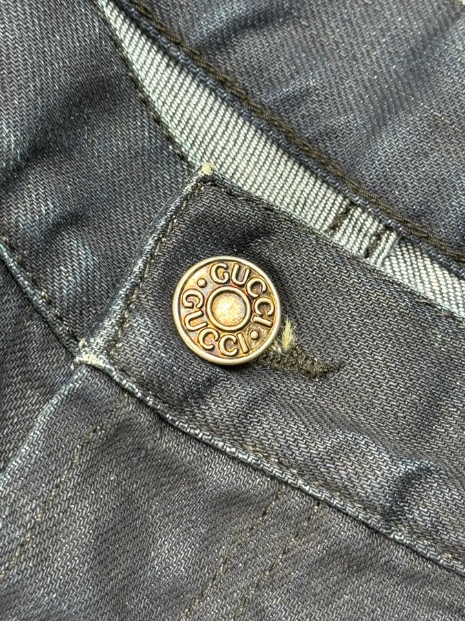 AW2015 Gucci Navy Waxed Denim Jeans - Image 10