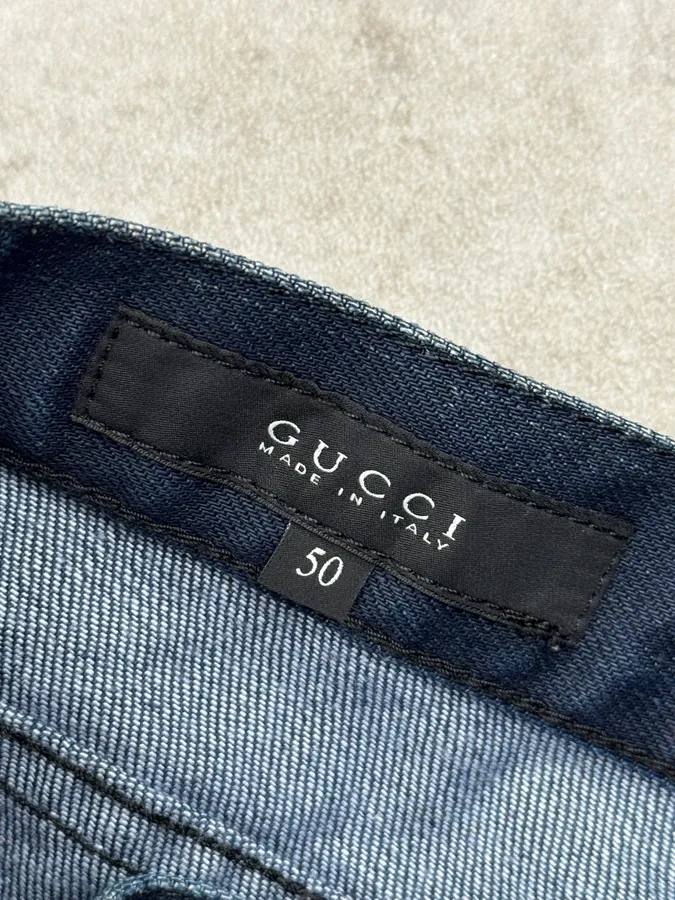 AW2015 Gucci Navy Waxed Denim Jeans - Image 11