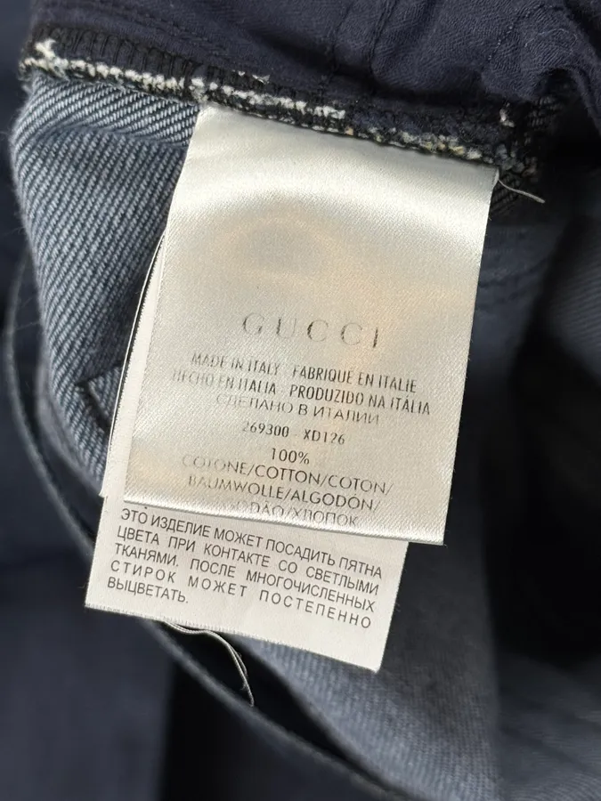AW2015 Gucci Navy Waxed Denim Jeans - Image 13