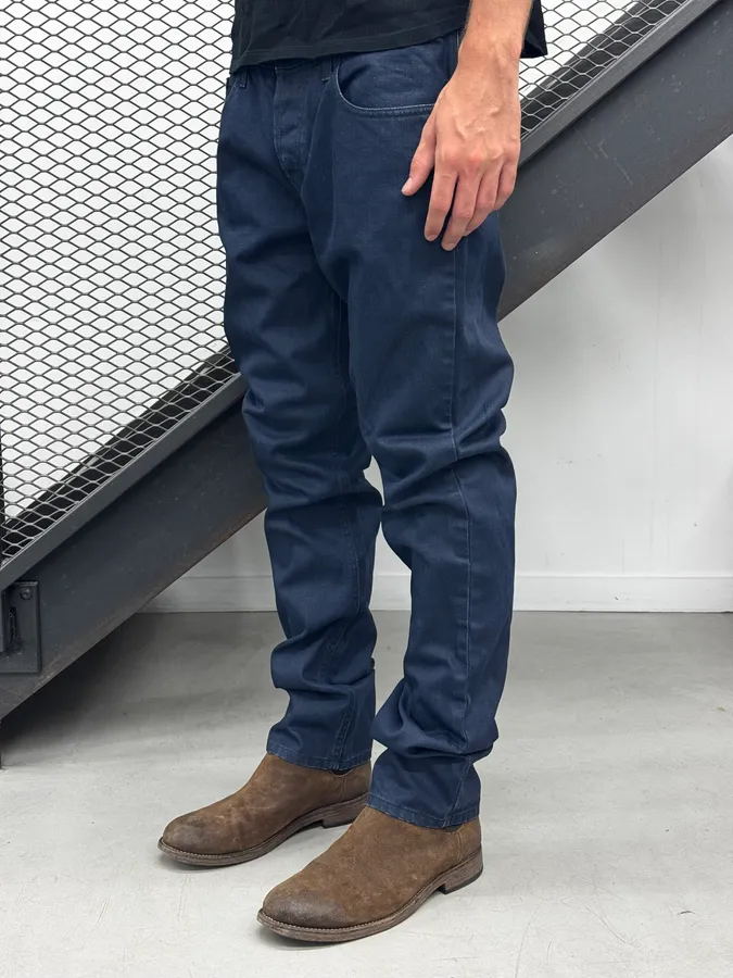 AW2015 Gucci Navy Waxed Denim Jeans - Image 4