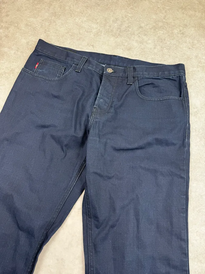 AW2015 Gucci Navy Waxed Denim Jeans - Image 6