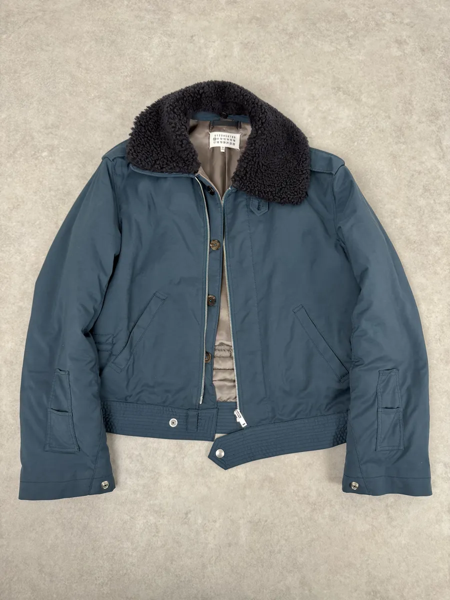 AW2015 Maison Margiela Navy Bomber Jacket with Shearling Collar - Image 5