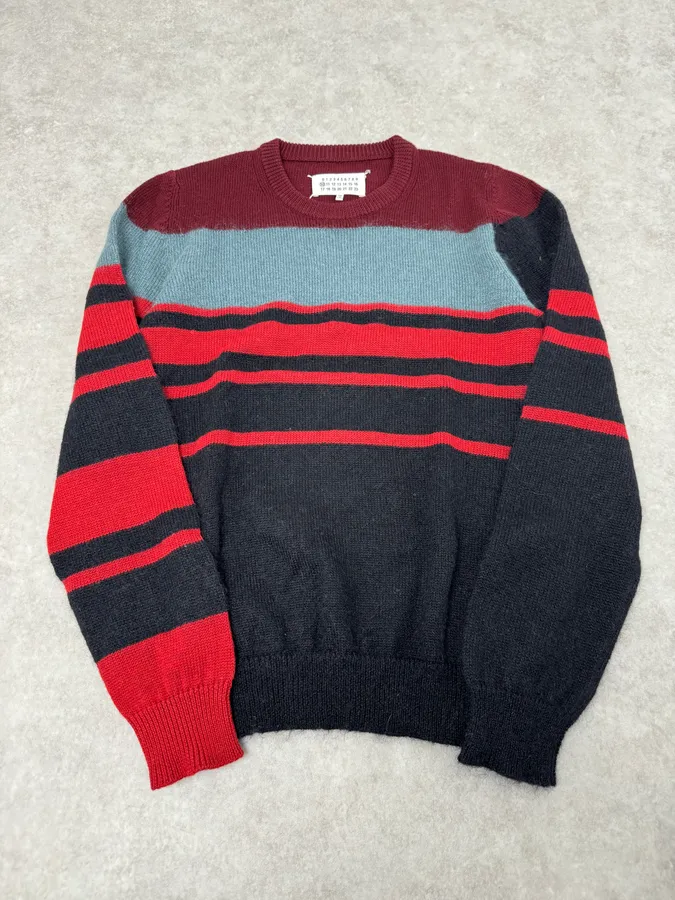 AW2015 Maison Margiela Red & Black Striped Wool Sweater - Image 4