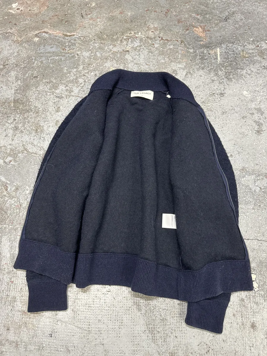 AW2015 Our Legacy Wool Shaggy Navy Zip-Up Sweater - Image 6