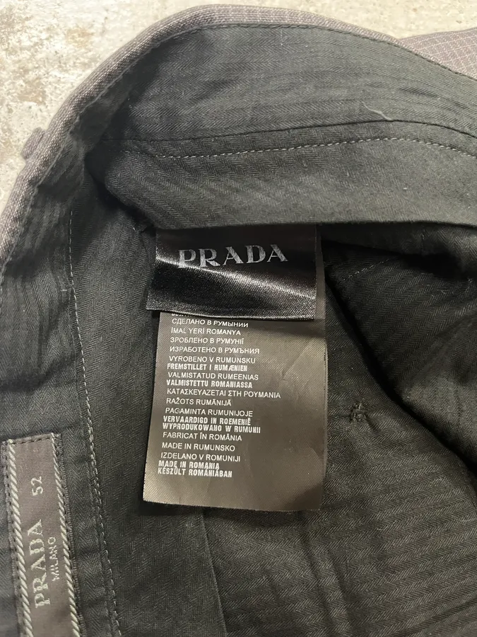 AW2015 Prada Grey Wool Checked Minimalist Tailored Pants - Image 9