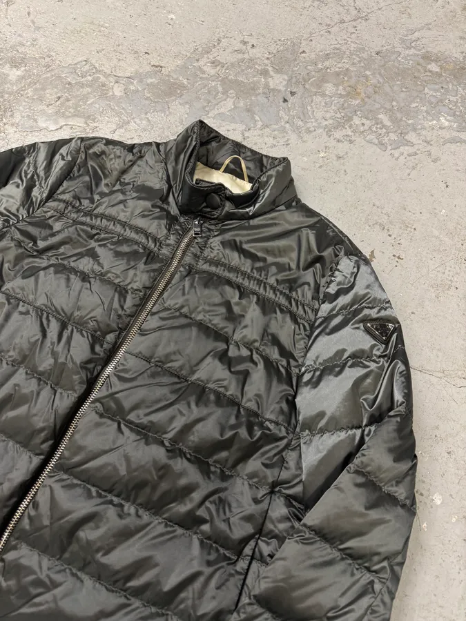 AW2015 Prada Olive Puffer Down Nylon Jacket - Image 3