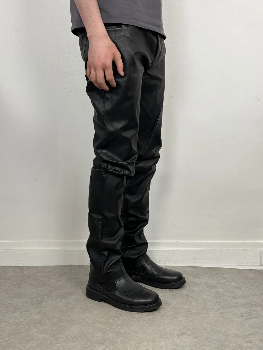 AW2015 Roberto Cavalli Premium Black Biker Leather Pants - Image 7