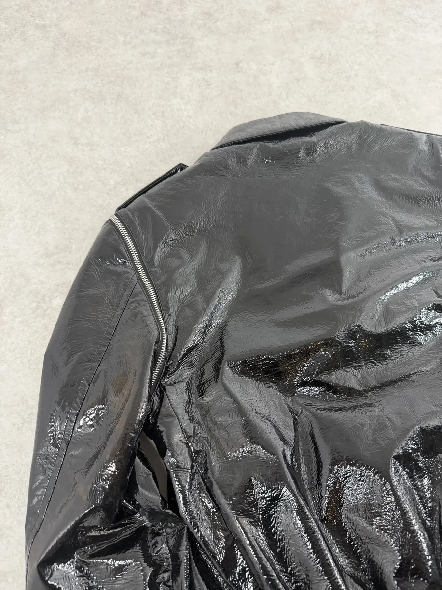 AW2015 Saint Laurent Black Patent Leather Multi Zip Jacket by Hedi Slimane - Image 15