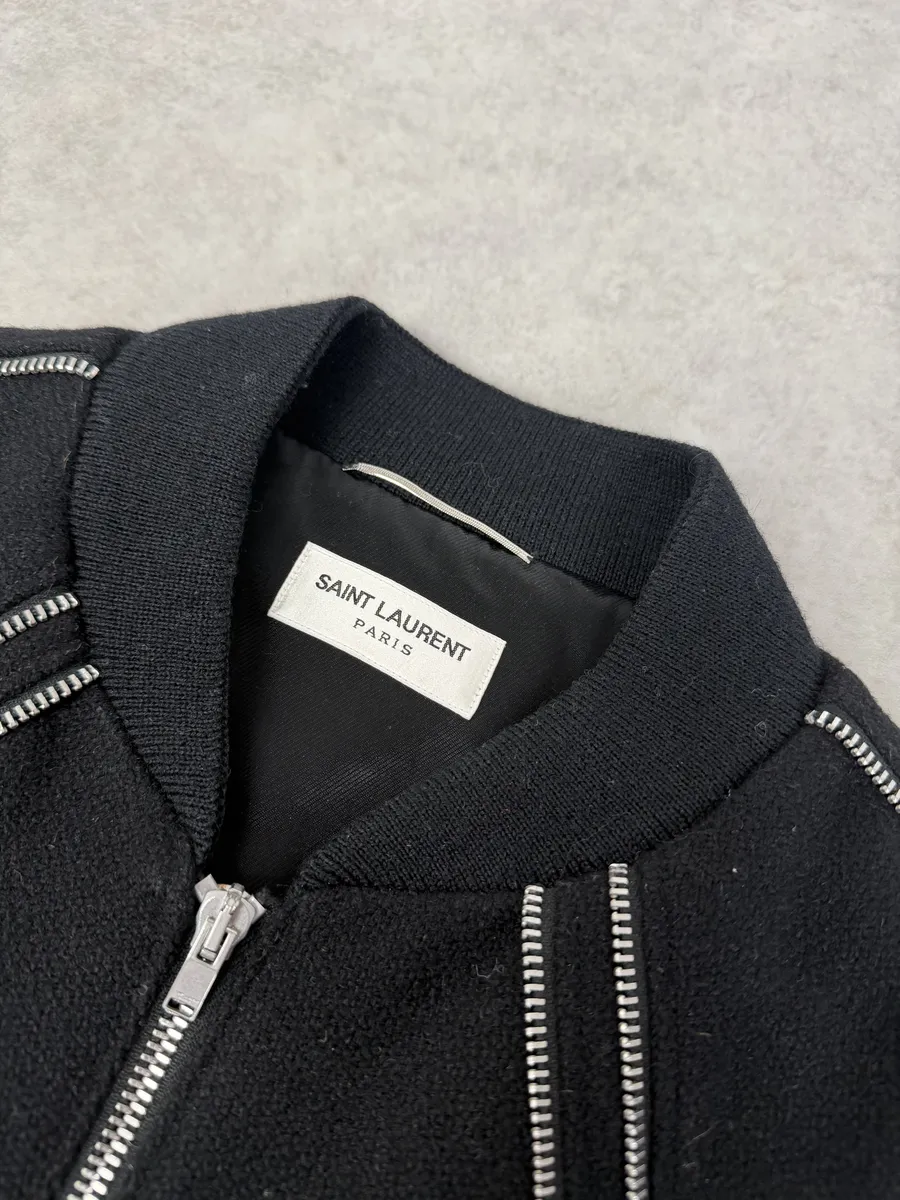 AW2015 Saint Laurent Black Wool Multi Zip Jacket by Hedi Slimane - Image 12