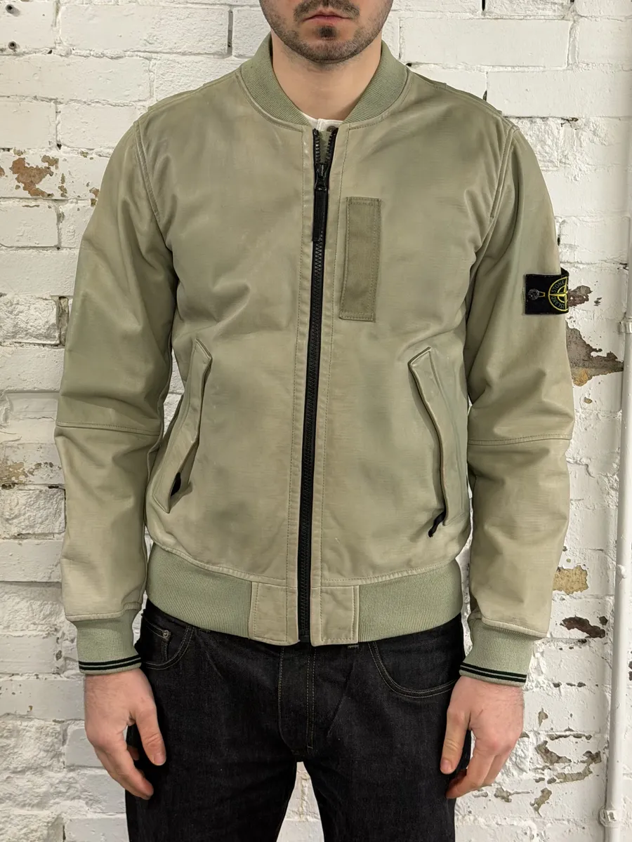 AW2015 Stone Island Light Grey Brut Leather Jacket - Image 12