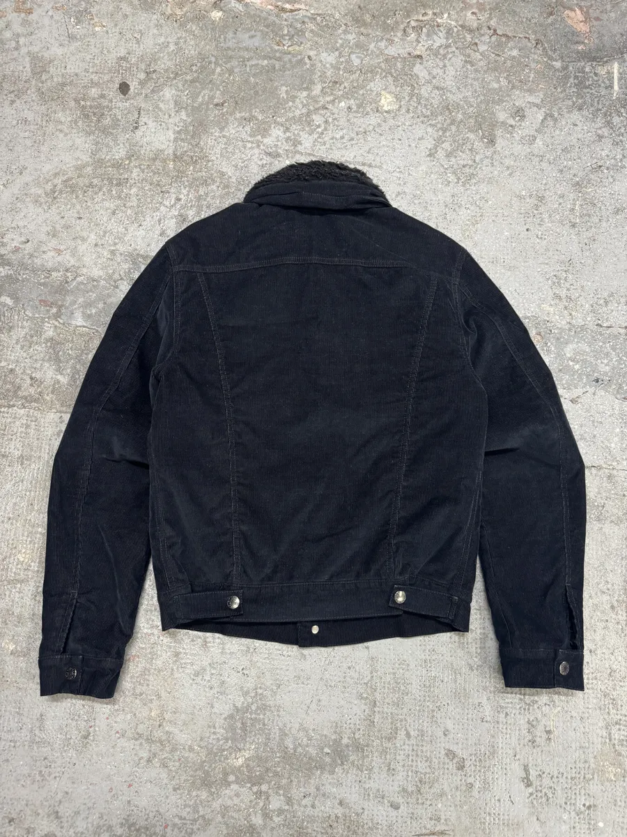 AW2016 Acne Studios Black Cord Padded Jacket With Sheepskin Collar - Image 2
