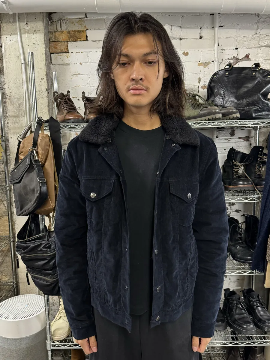 AW2016 Acne Studios Navy Corduroy Sherpa Jacket - Image 2