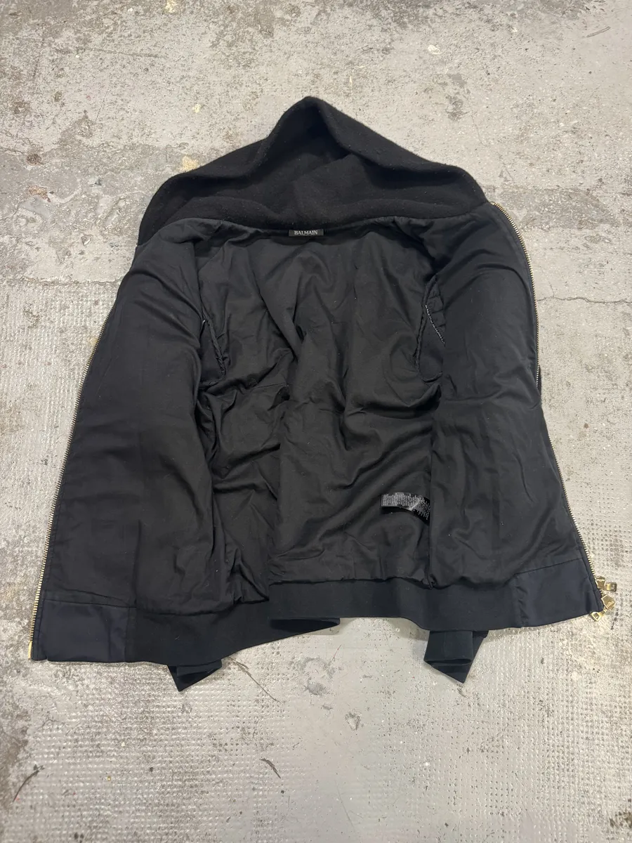 AW2016 Balmain Black Hybrid Biker Zip-up Hooded Jacket - Image 11