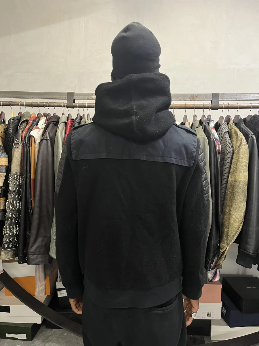 AW2016 Balmain Black Hybrid Biker Zip-up Hooded Jacket - Image 4