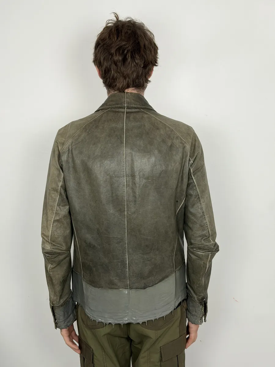 AW2016 Carol Christian Poell Drip Scarstitch Grey Leather Jacket - Image 7