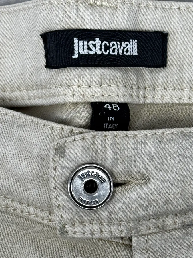 AW2016 Cavalli Beige Slim Distressed Pants - Image 12