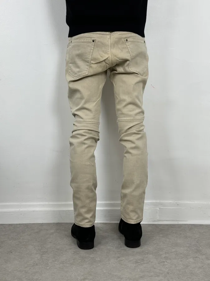 AW2016 Cavalli Beige Slim Distressed Pants - Image 4